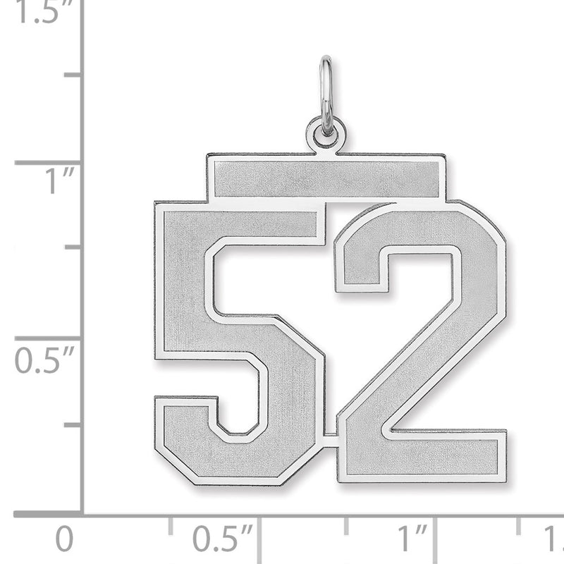 Sterling Silver/rhodium-Plated Satin Number 52 Charm