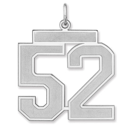 Sterling Silver/rhodium-Plated Satin Number 52 Charm