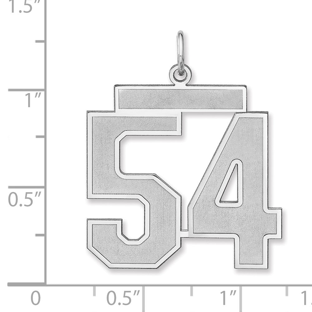 Sterling Silver/rhodium-Plated Satin Number 54 Charm