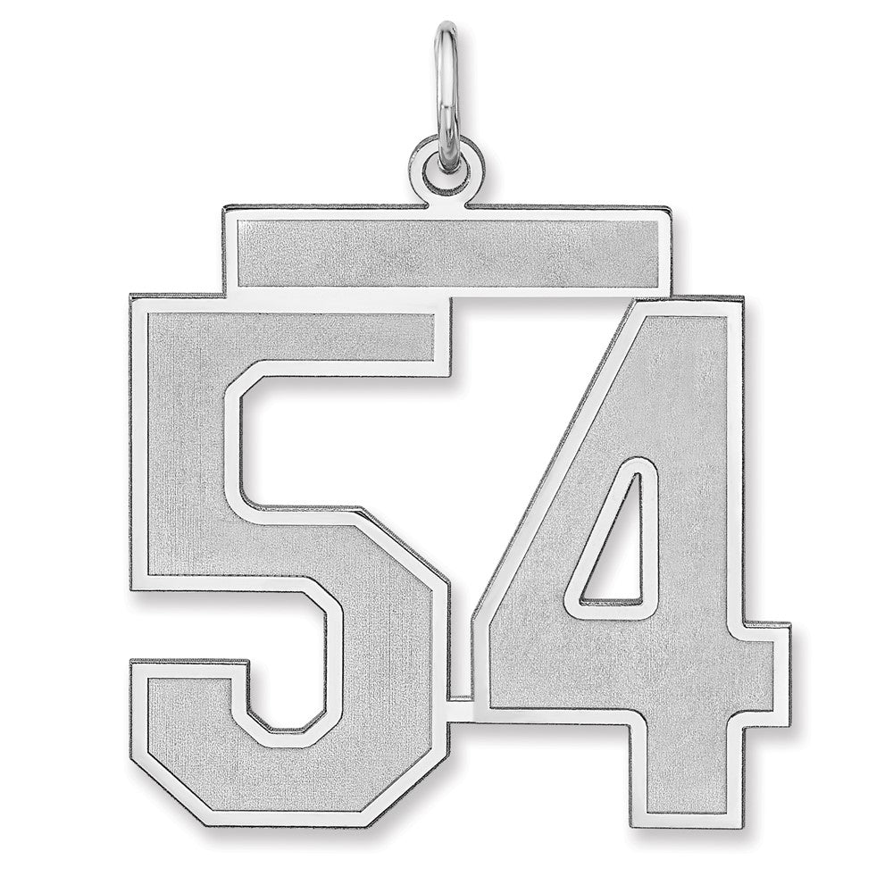 Sterling Silver/rhodium-Plated Satin Number 54 Charm