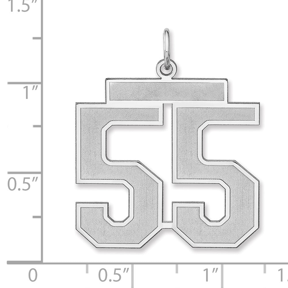 Sterling Silver/rhodium-Plated Satin Number 55 Charm