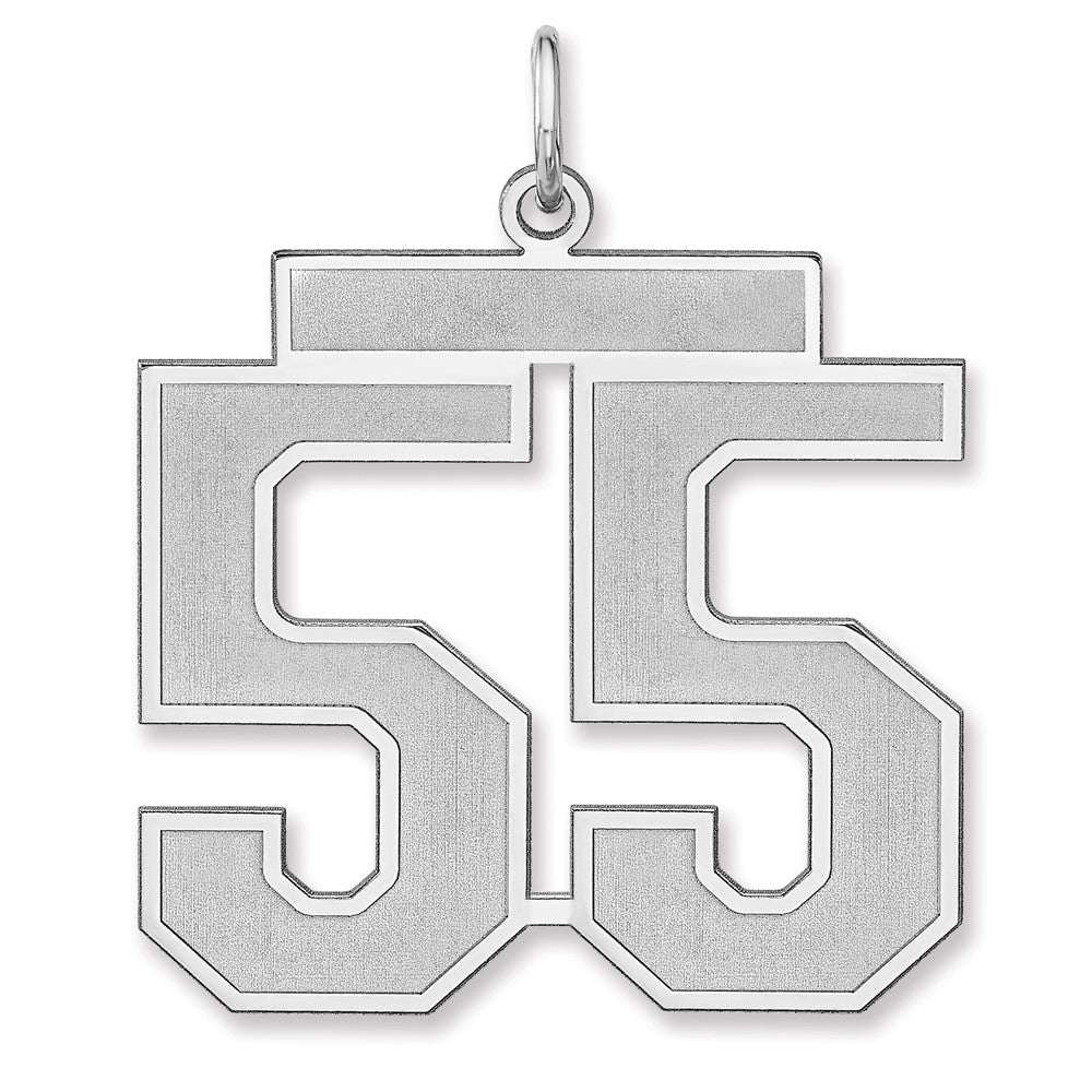 Sterling Silver/rhodium-Plated Satin Number 55 Charm