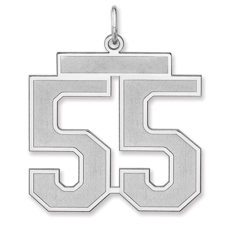 Sterling Silver/rhodium-Plated Satin Number 55 Charm