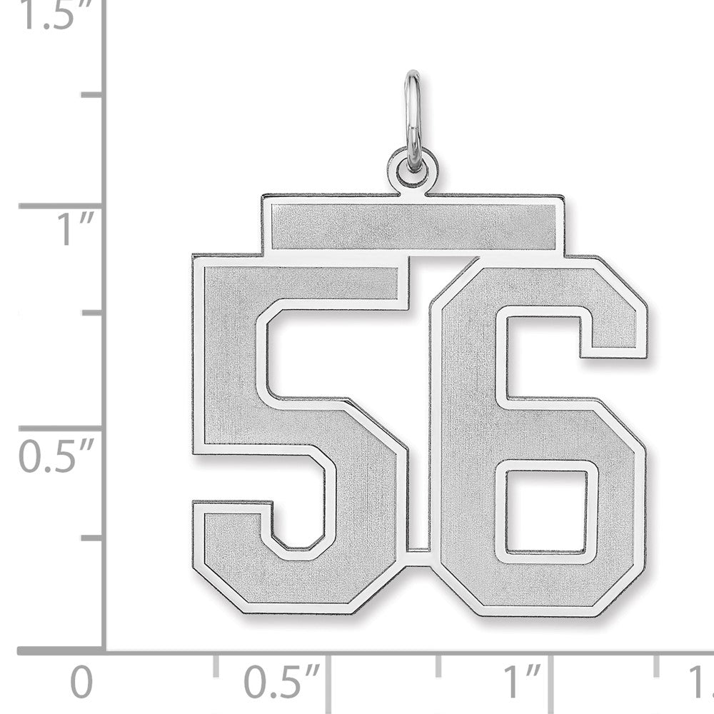 Sterling Silver/rhodium-Plated Satin Number 56 Charm
