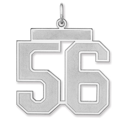 Sterling Silver/rhodium-Plated Satin Number 56 Charm