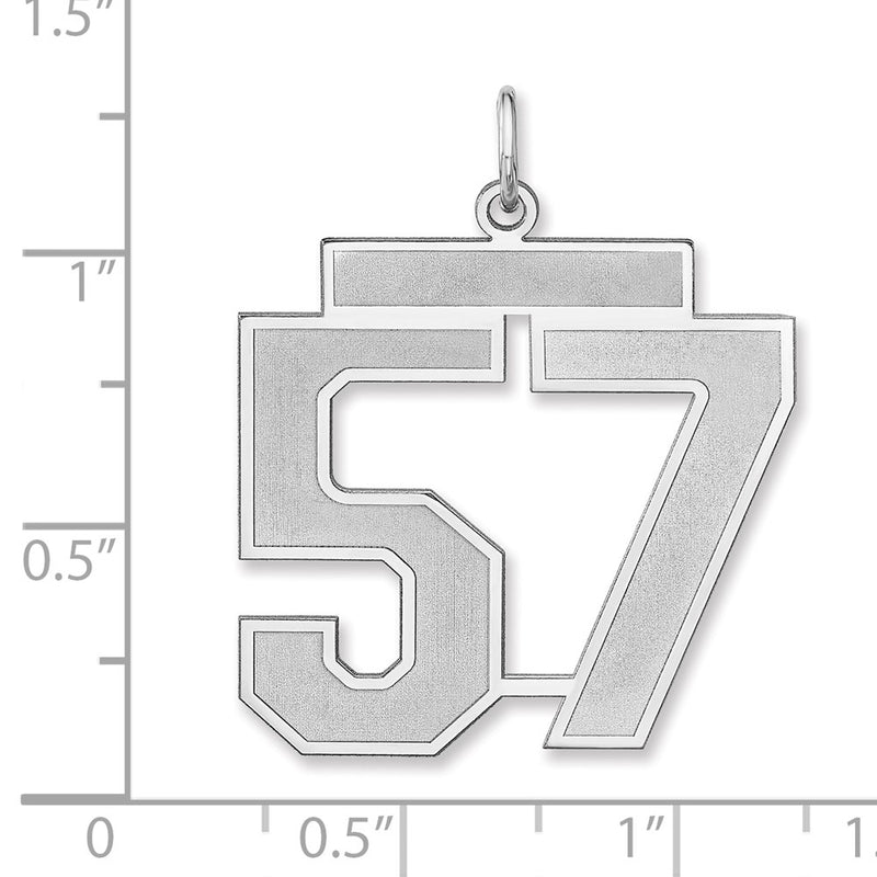 Sterling Silver/rhodium-Plated Satin Number 57 Charm