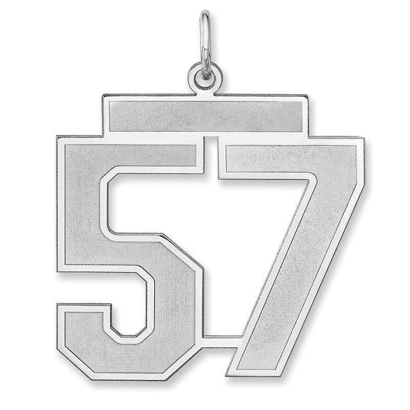 Sterling Silver/rhodium-Plated Satin Number 57 Charm