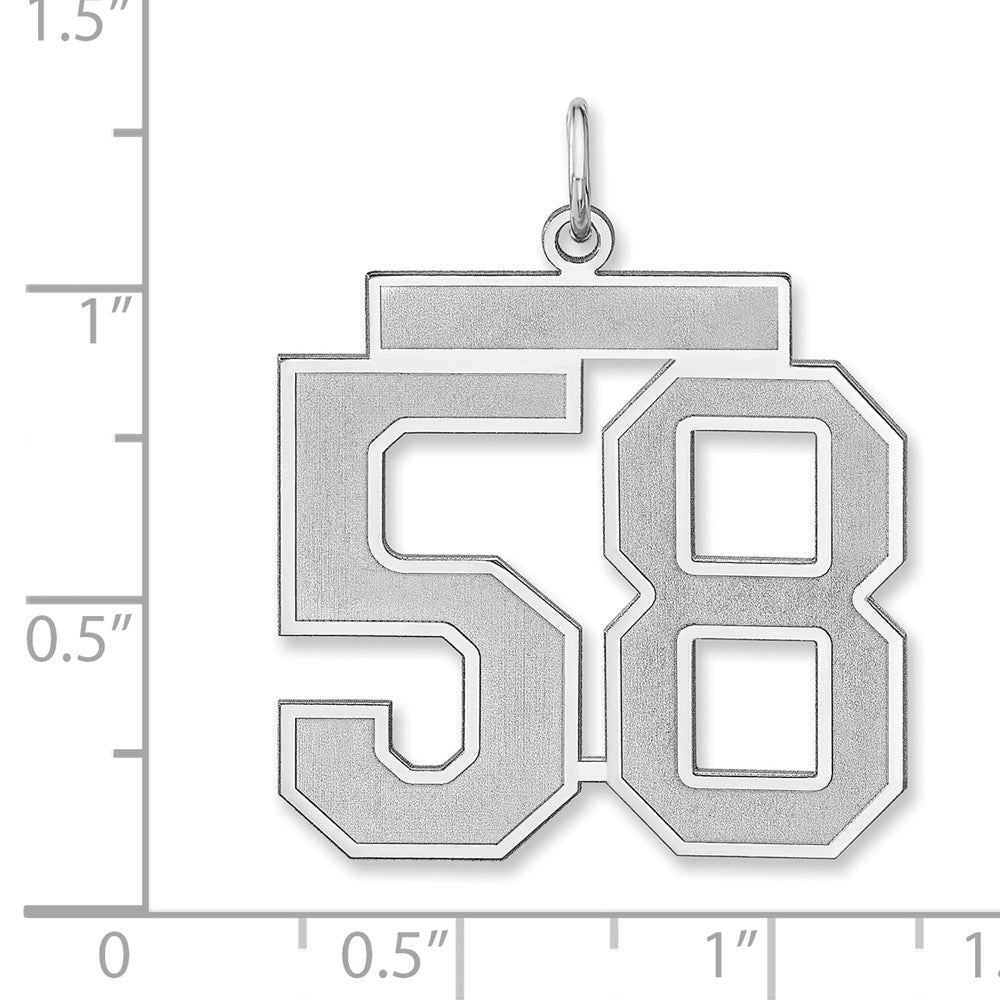 Sterling Silver/rhodium-Plated Satin Number 58 Charm