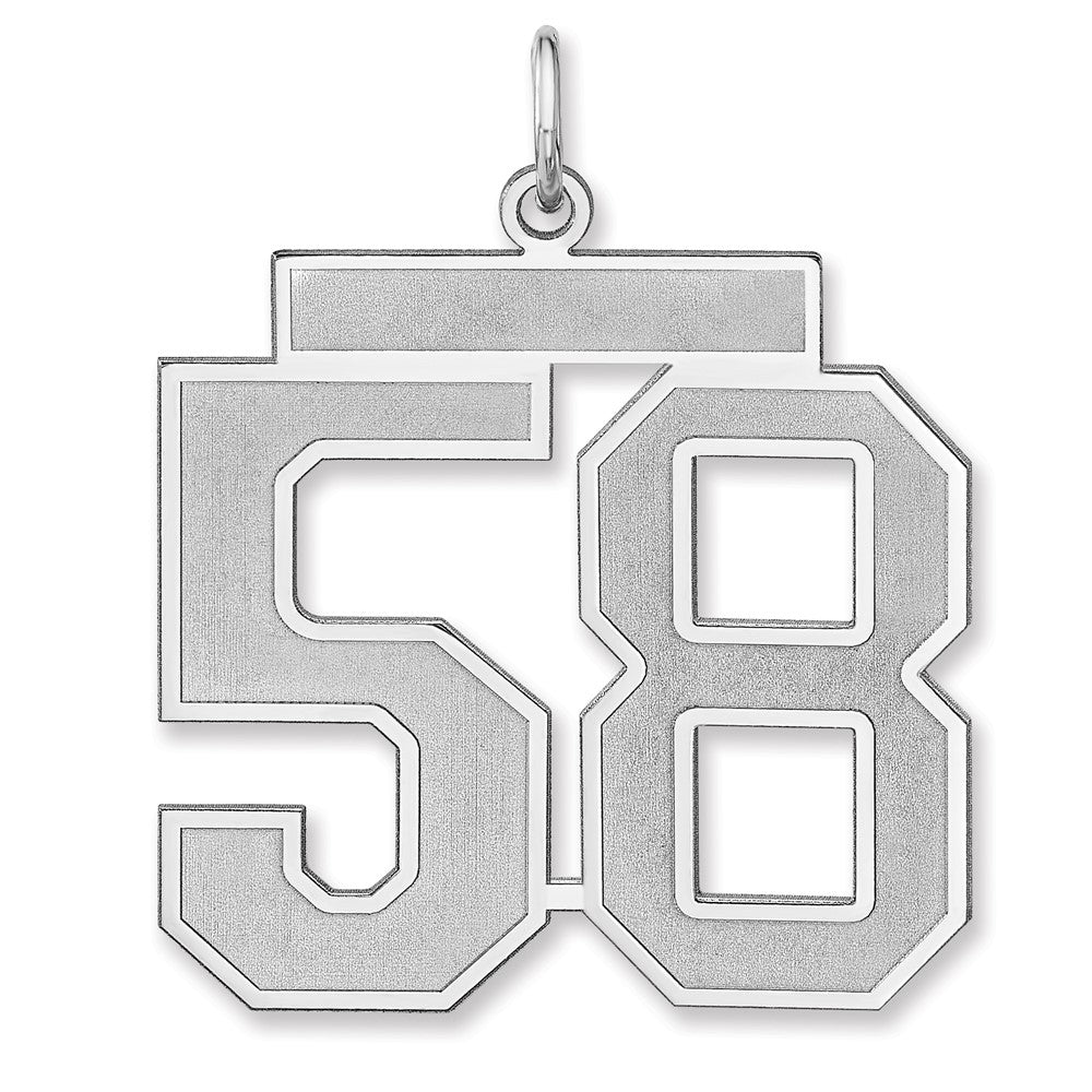 Sterling Silver/rhodium-Plated Satin Number 58 Charm