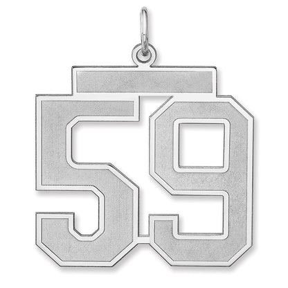 Sterling Silver/rhodium-Plated Satin Number 59 Charm