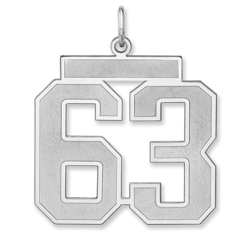 Sterling Silver/rhodium-Plated Satin Number 63 Charm