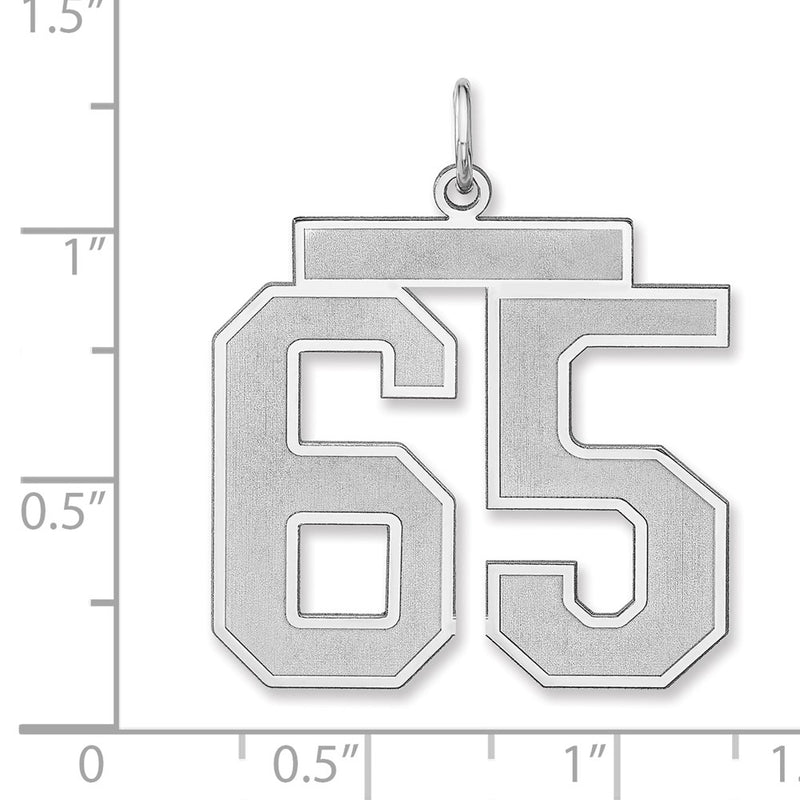 Sterling Silver/rhodium-Plated Satin Number 65 Charm