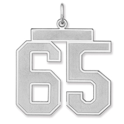 Sterling Silver/rhodium-Plated Satin Number 65 Charm