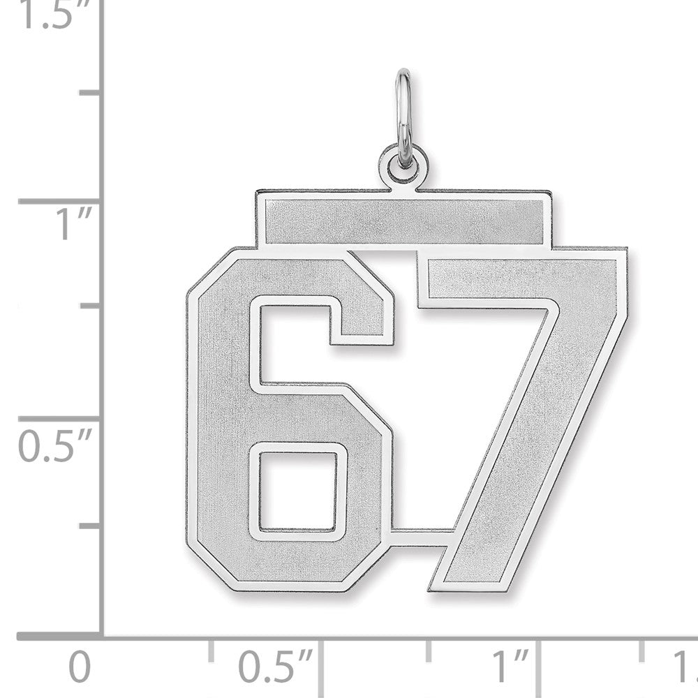 Sterling Silver/rhodium-Plated Satin Number 67 Charm