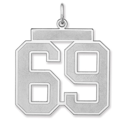 Sterling Silver/rhodium-Plated Satin Number 69 Charm