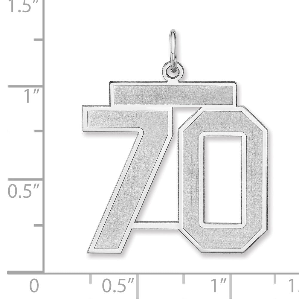 Sterling Silver/rhodium-Plated Satin Number 70 Charm