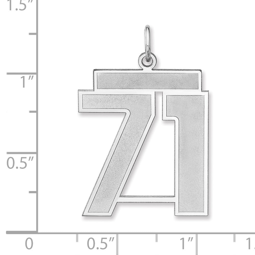 Sterling Silver/rhodium-Plated Satin Number 71 Charm