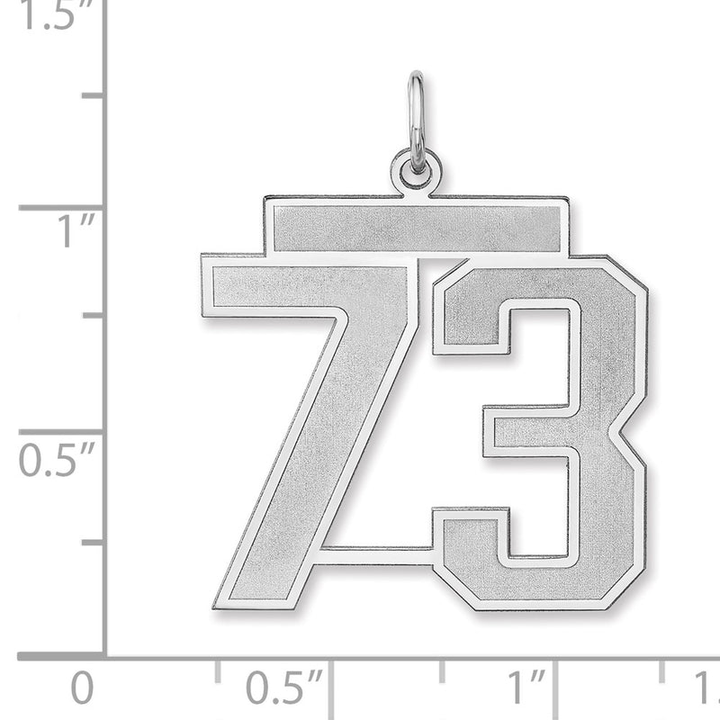 Sterling Silver/rhodium-Plated Satin Number 73 Charm
