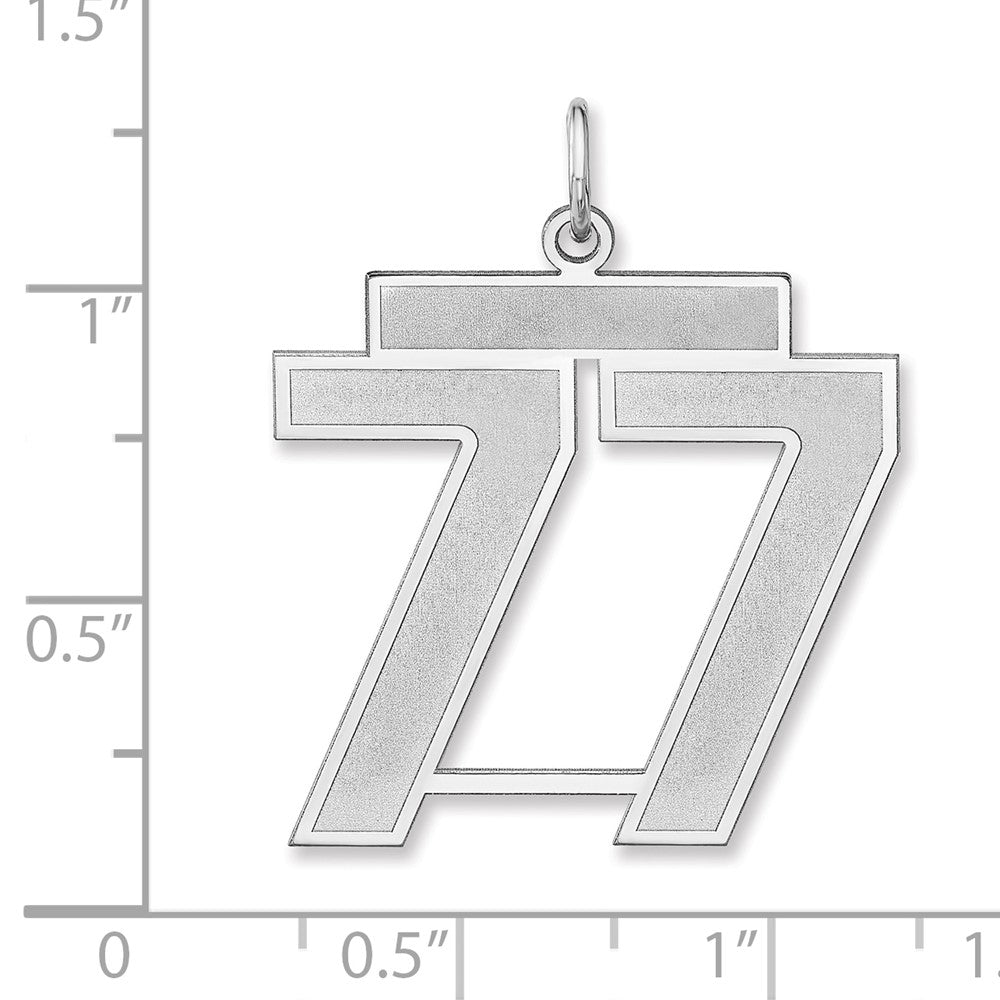 Sterling Silver/rhodium-Plated Satin Number 77 Charm