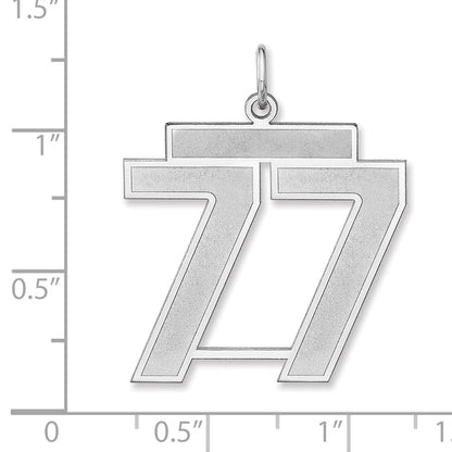 Sterling Silver/rhodium-Plated Satin Number 77 Charm