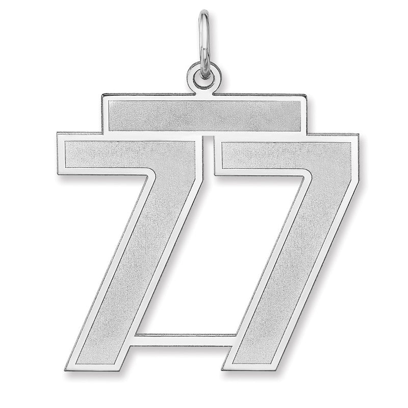 Sterling Silver/rhodium-Plated Satin Number 77 Charm