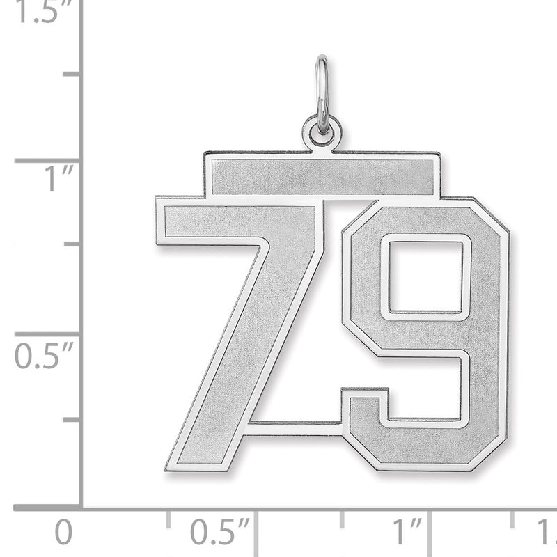 Sterling Silver/rhodium-Plated Satin Number 79 Charm