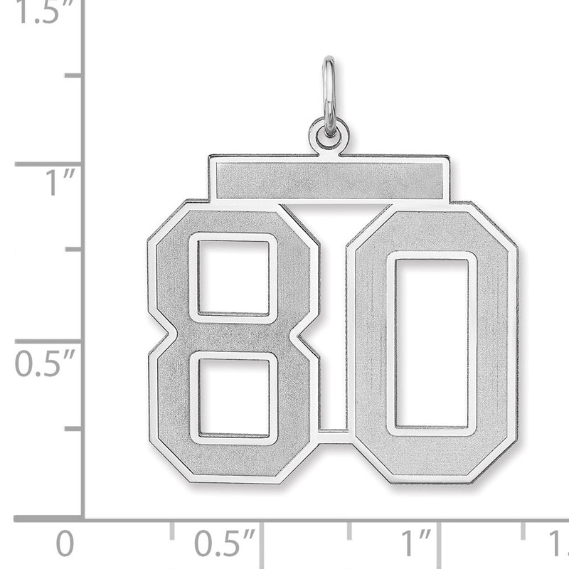 Sterling Silver/rhodium-Plated Satin Number 80 Charm