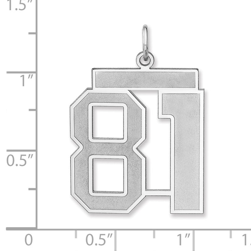 Sterling Silver/rhodium-Plated Satin Number 81 Charm