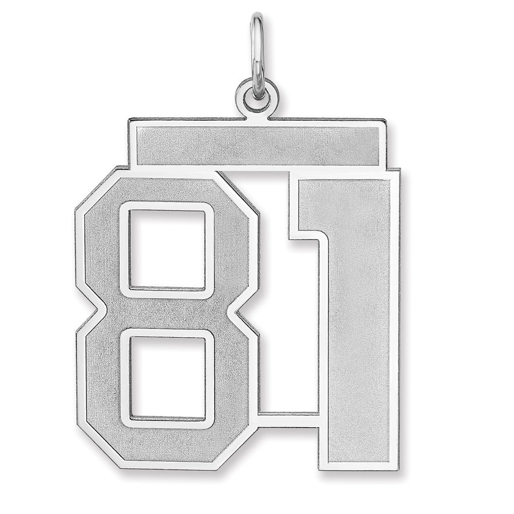 Sterling Silver/rhodium-Plated Satin Number 81 Charm