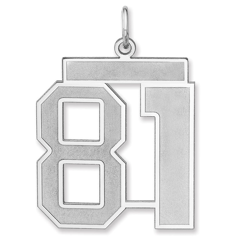 Sterling Silver/rhodium-Plated Satin Number 81 Charm