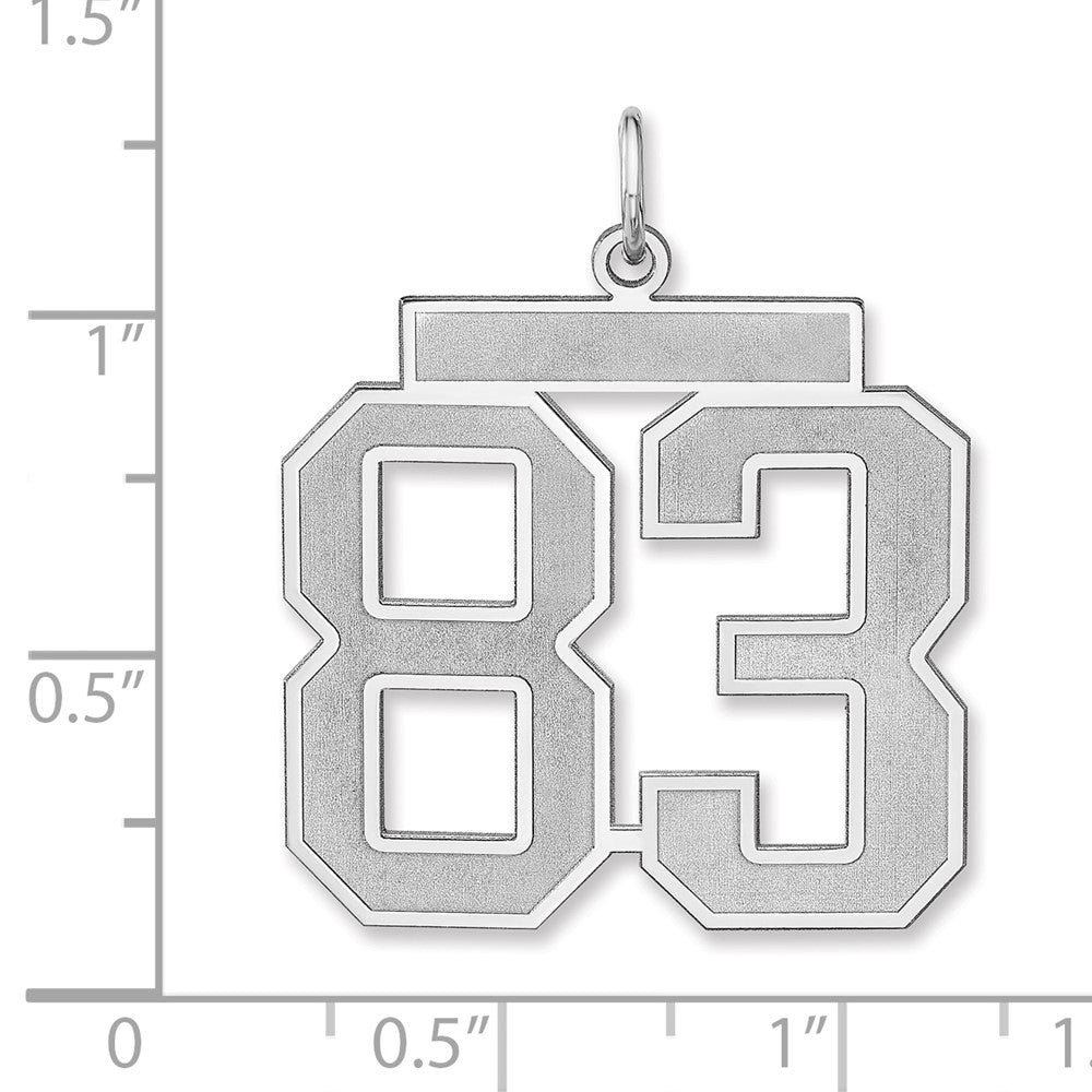 Sterling Silver/rhodium-Plated Satin Number 83 Charm