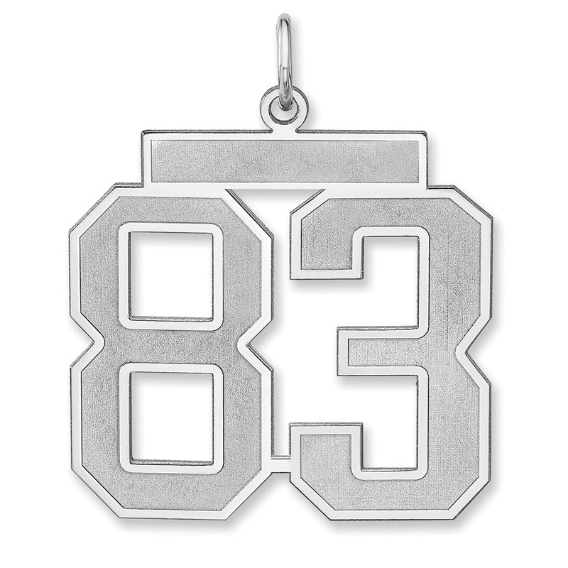Sterling Silver/rhodium-Plated Satin Number 83 Charm