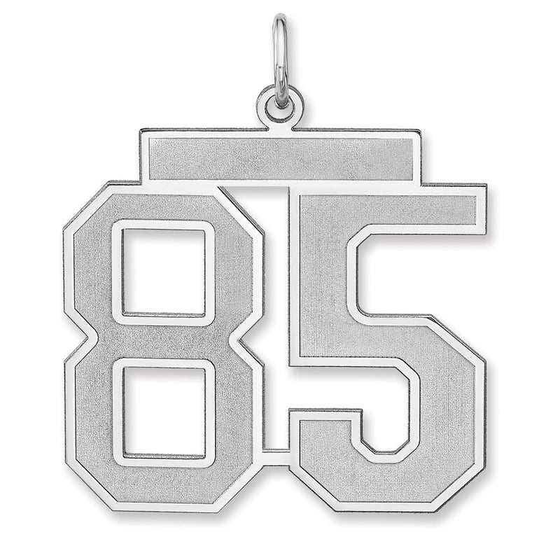 Sterling Silver/rhodium-Plated Satin Number 85 Charm