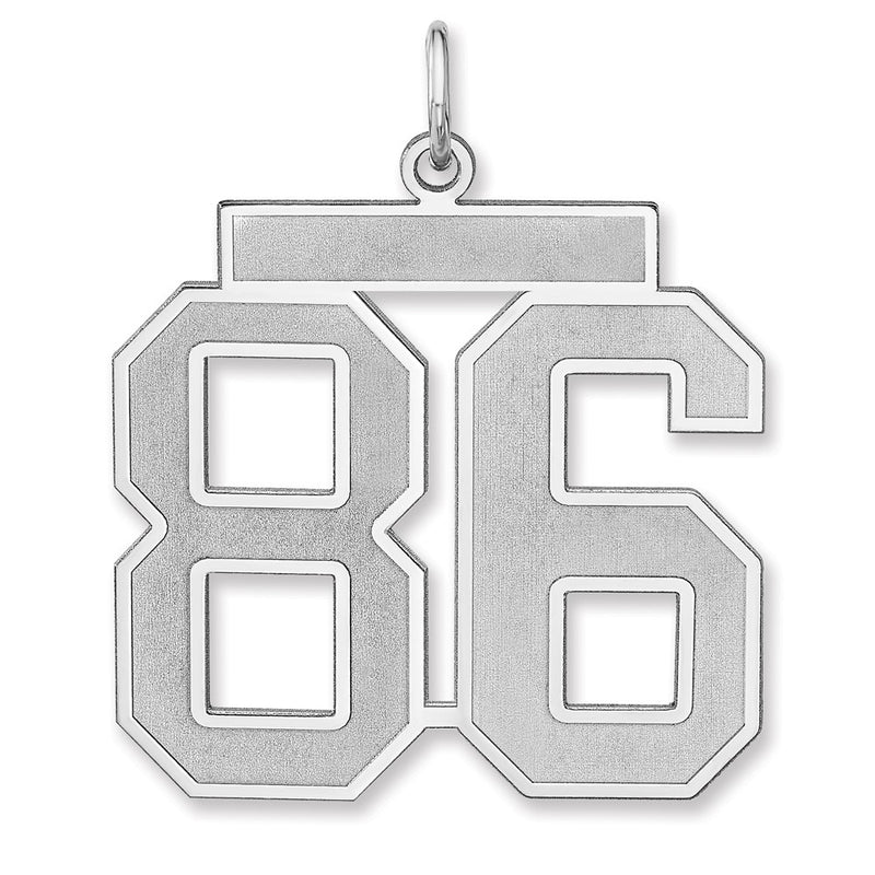Sterling Silver/rhodium-Plated Satin Number 86 Charm