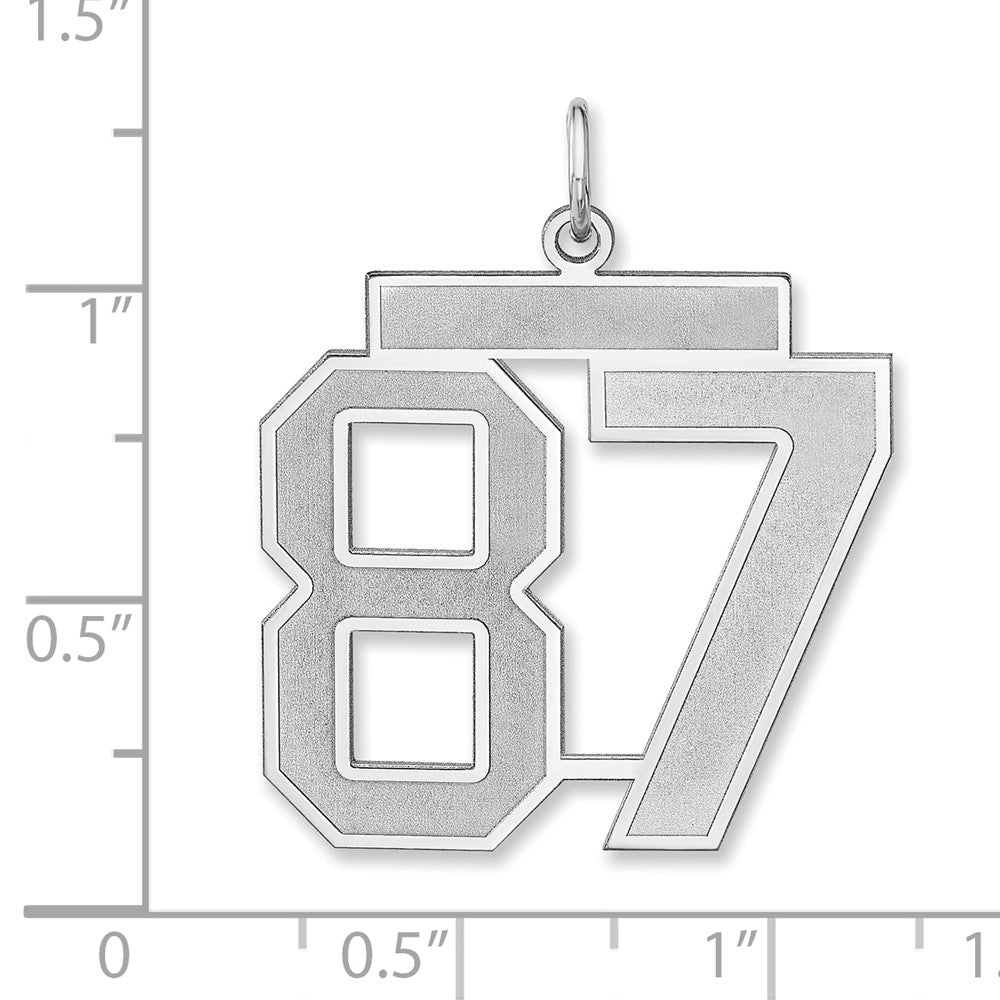 Sterling Silver/rhodium-Plated Satin Number 87 Charm