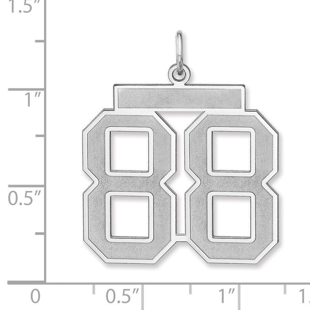 Sterling Silver/rhodium-Plated Satin Number 88 Charm