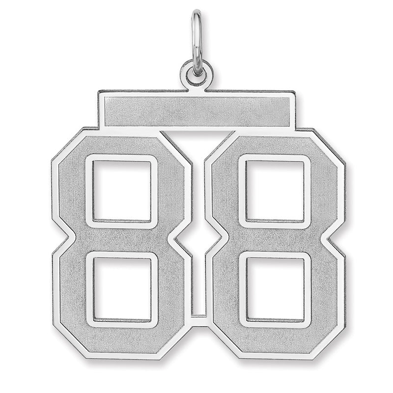 Sterling Silver/rhodium-Plated Satin Number 88 Charm