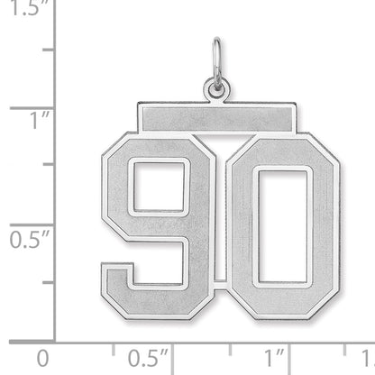Sterling Silver/rhodium-Plated Satin Number 90 Charm