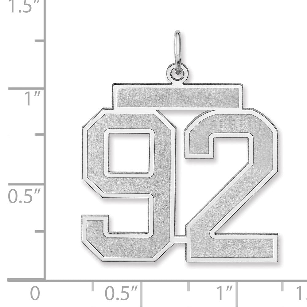 Sterling Silver/rhodium-Plated Satin Number 92 Charm