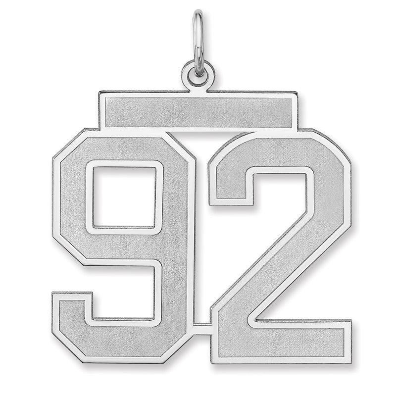Sterling Silver/rhodium-Plated Satin Number 92 Charm