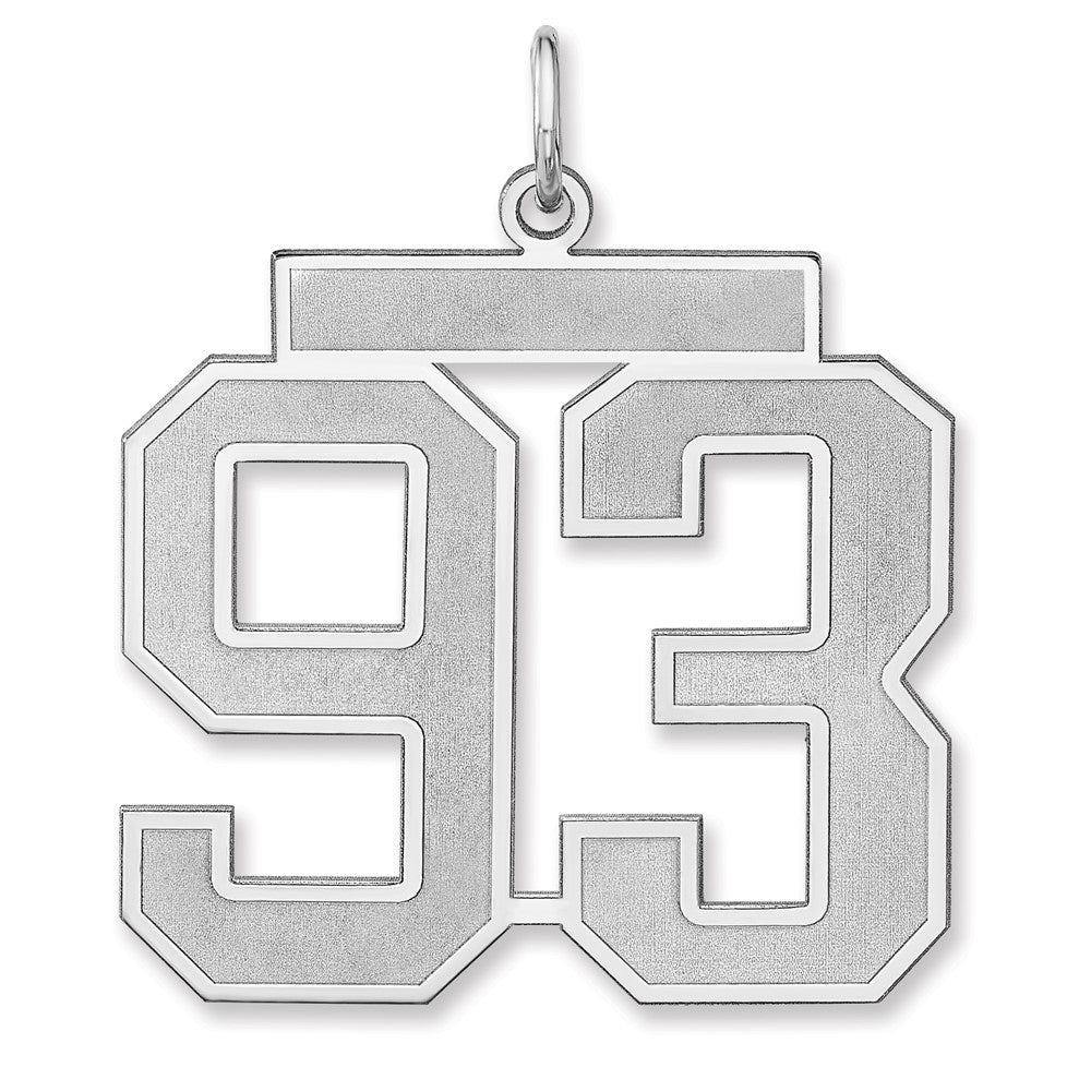 Sterling Silver/rhodium-Plated Satin Number 93 Charm