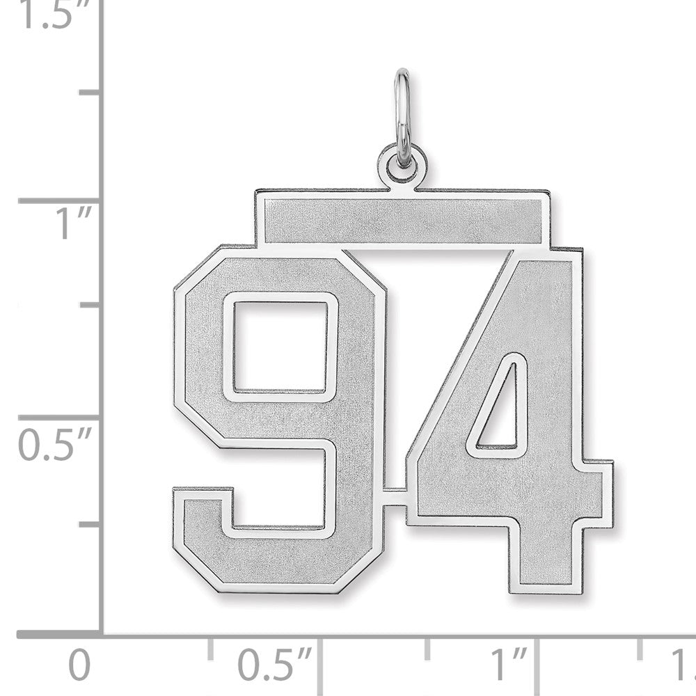 Sterling Silver/rhodium-Plated Satin Number 94 Charm