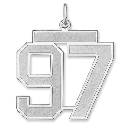 Sterling Silver/rhodium-Plated Satin Number 97 Charm