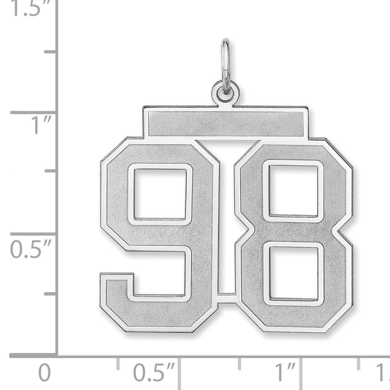 Sterling Silver/rhodium-Plated Satin Number 98 Charm
