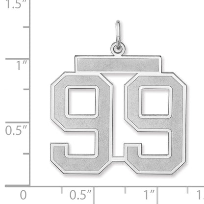 Sterling Silver/rhodium-Plated Satin Number 99 Charm