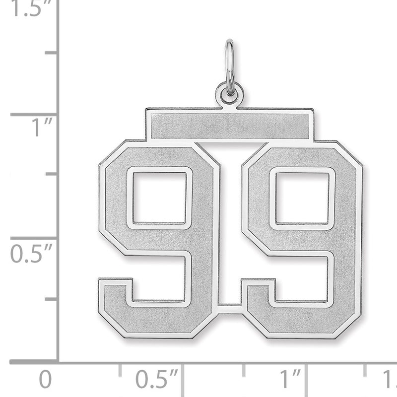 Sterling Silver/rhodium-Plated Satin Number 99 Charm