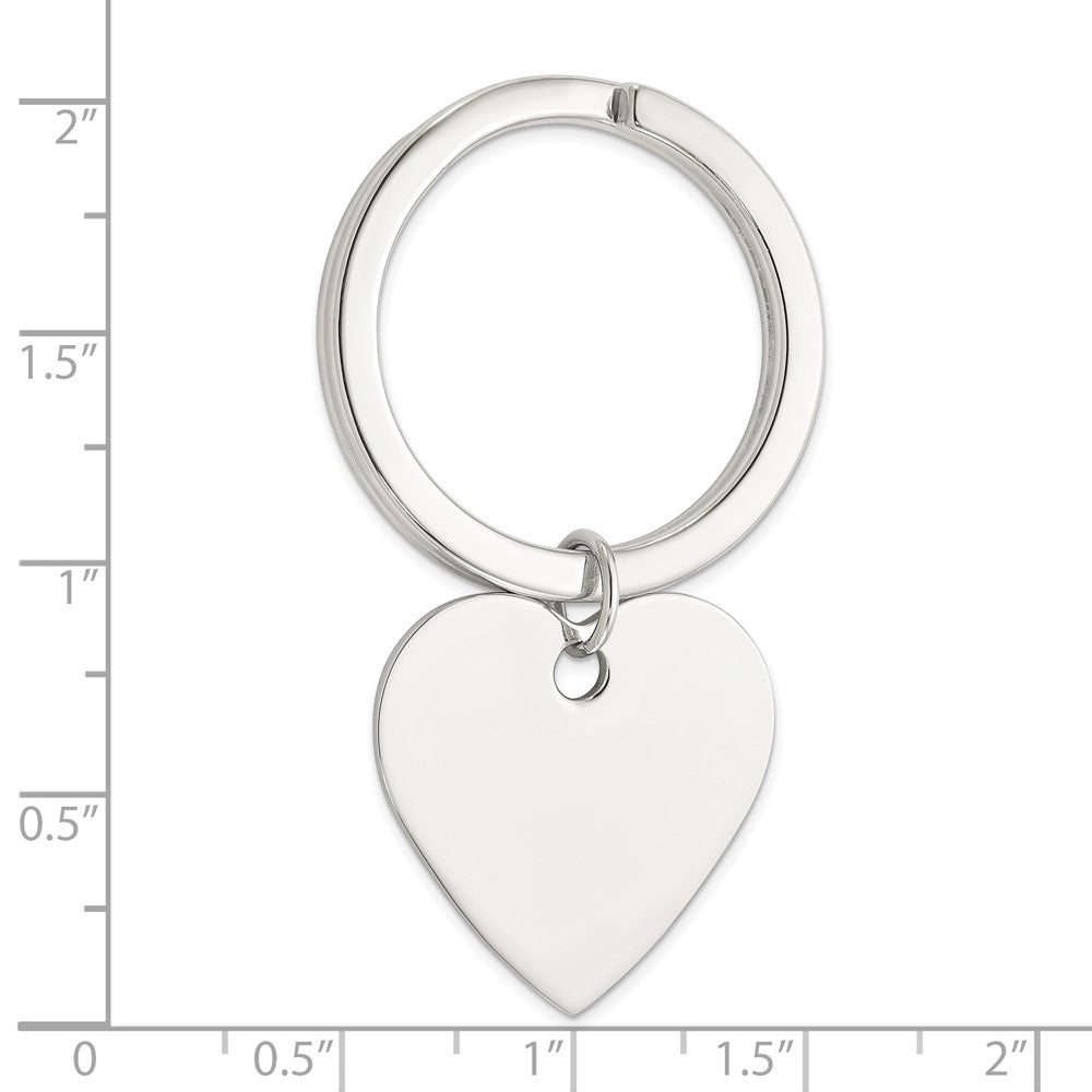 Sterling Silver Rhodium-Plated Heart Key Ring