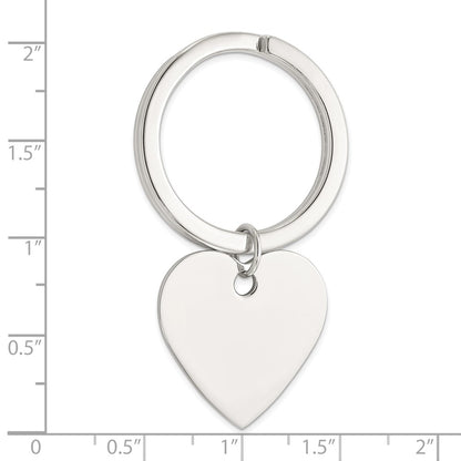 Sterling Silver Rhodium-Plated Heart Key Ring