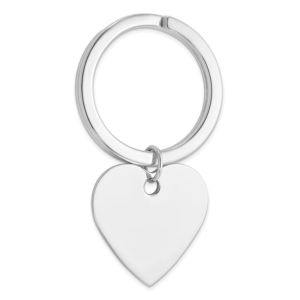 Sterling Silver Rhodium-Plated Heart Key Ring