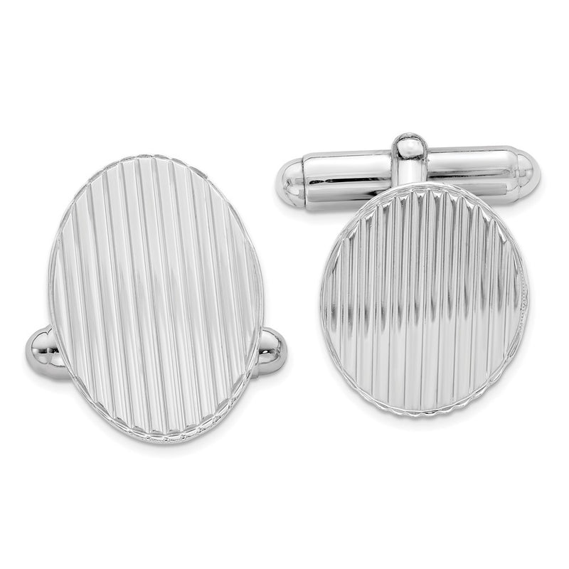 Sterling Silver Rhodium-Plated Cuff Links